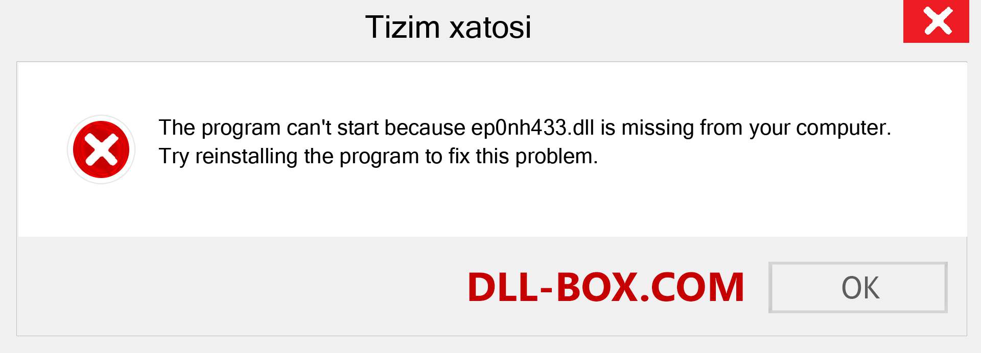 ep0nh433.dll fayli yo'qolganmi?. Windows 7, 8, 10 uchun yuklab olish - Windowsda ep0nh433 dll etishmayotgan xatoni tuzating, rasmlar, rasmlar